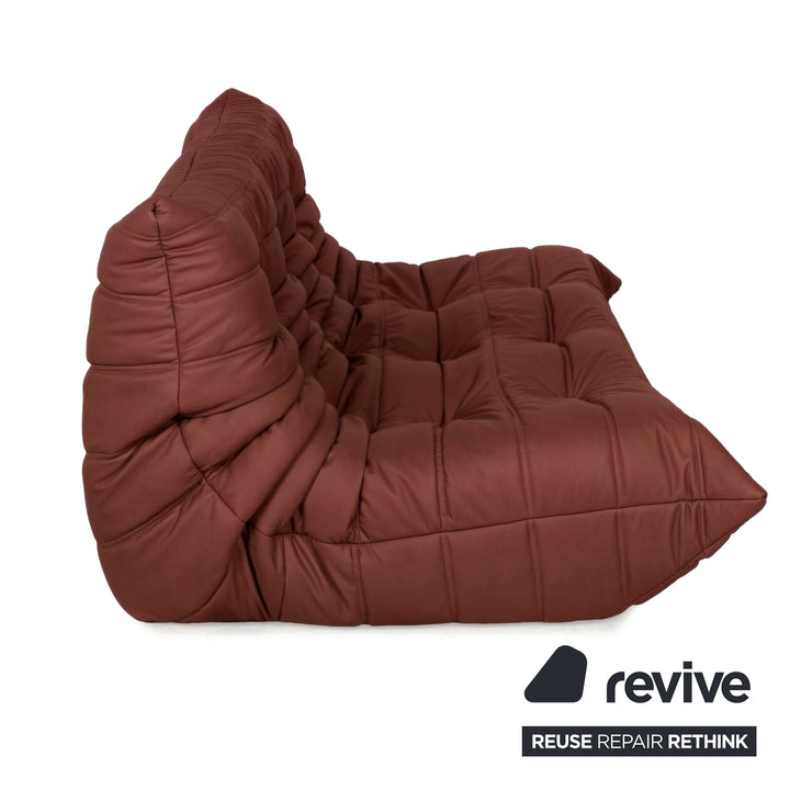 Ligne Roset Togo Dreisitzer veganes Leder Neubezug Rostrot
