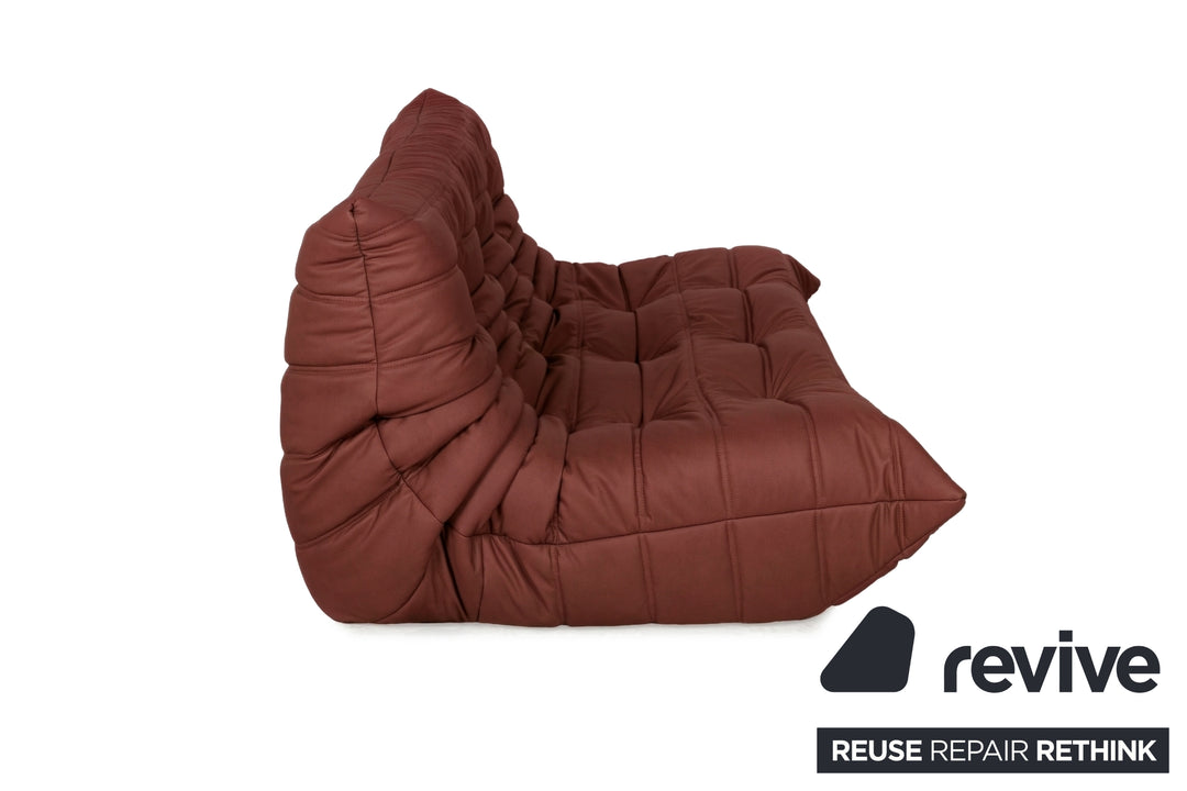 Ligne Roset Togo Dreisitzer veganes Leder Neubezug Rostrot