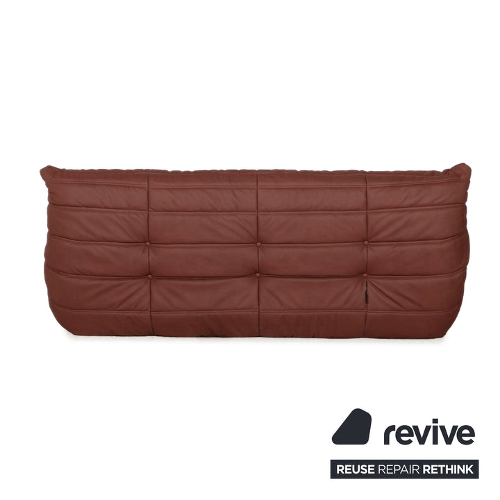 Ligne Roset Togo Dreisitzer veganes Leder Neubezug Rostrot