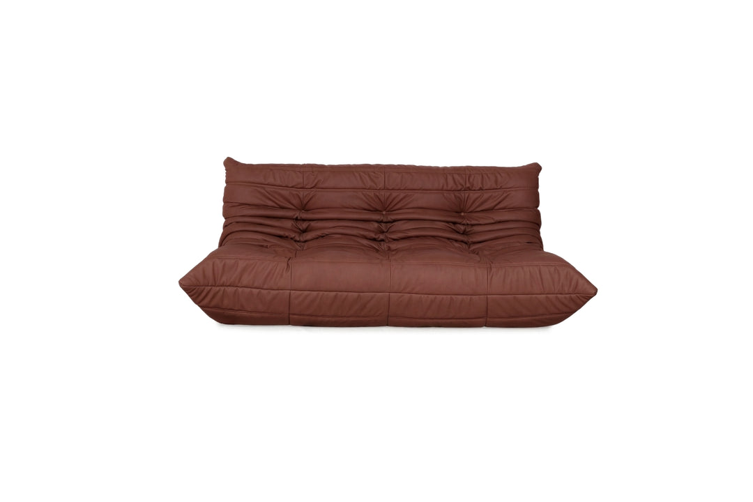 Ligne Roset Togo Dreisitzer veganes Leder Neubezug Rostrot