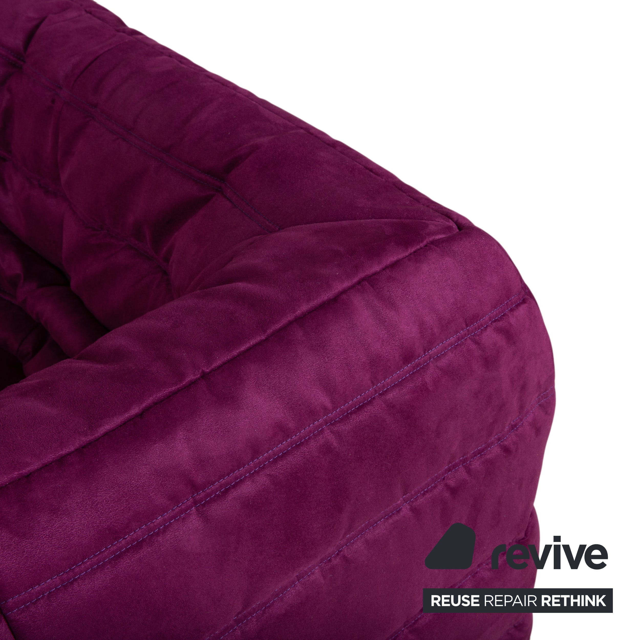 Ligne Roset Togo Corner Element Corner Section Sofa Microfiber Purple Newly Upholstered