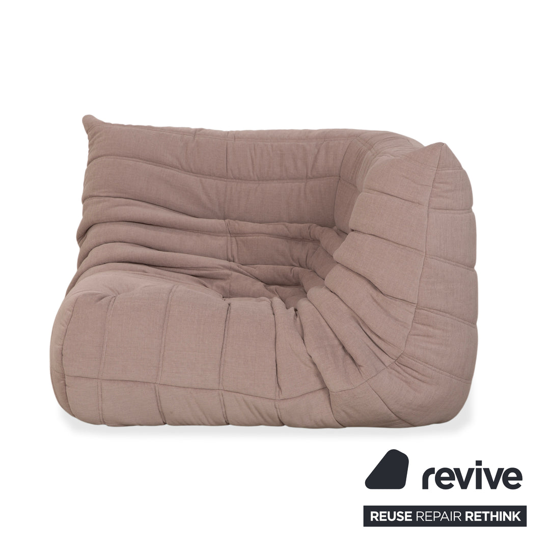 Élément d'angle Ligne Roset Togo, section d'angle, tissu beige sable, retapissé