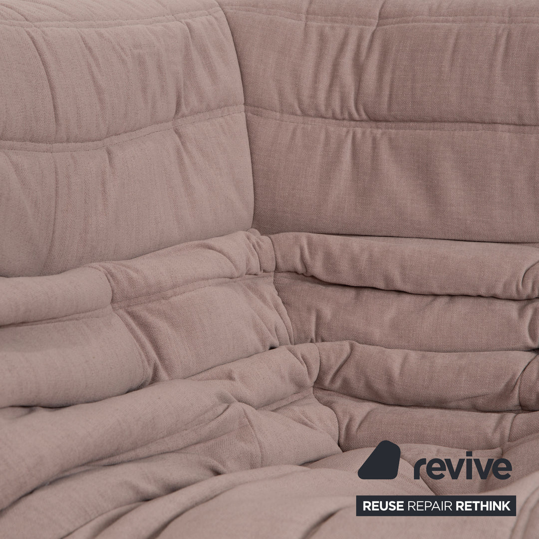 Élément d'angle Ligne Roset Togo, section d'angle, tissu beige sable, retapissé