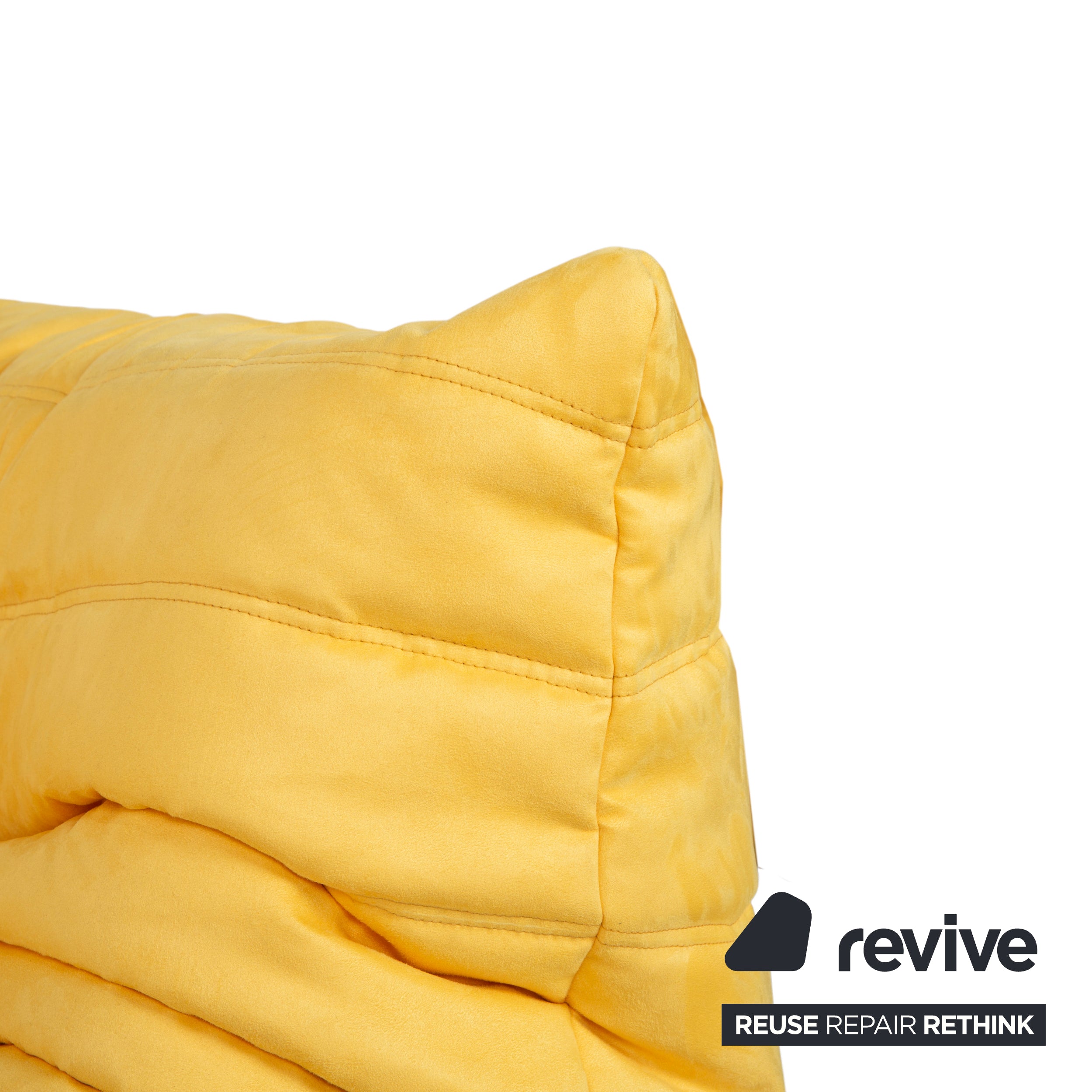 Ligne Roset Togo corner element, corner section, fabric yellow, reupholstered
