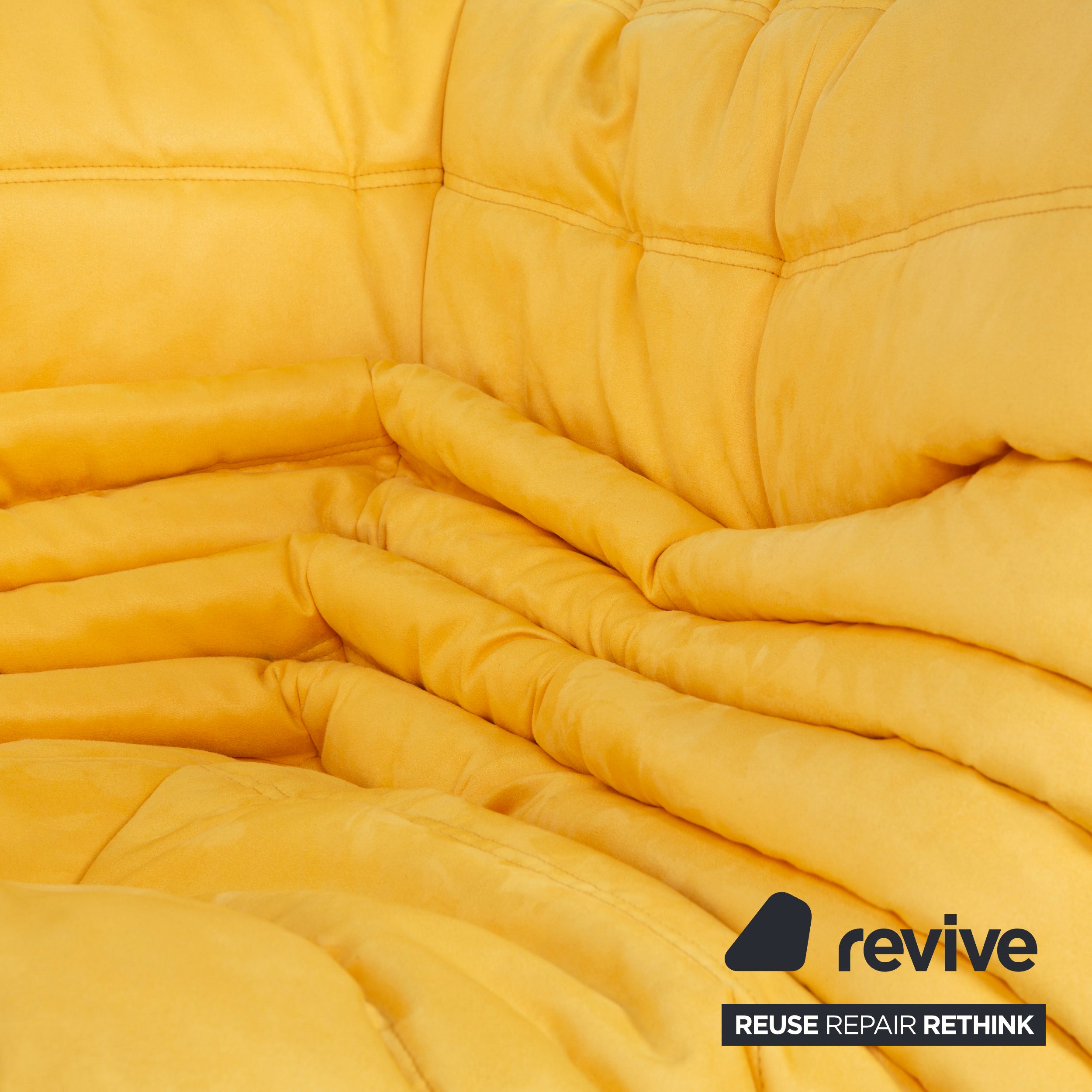 Ligne Roset Togo corner element, corner section, fabric yellow, reupholstered