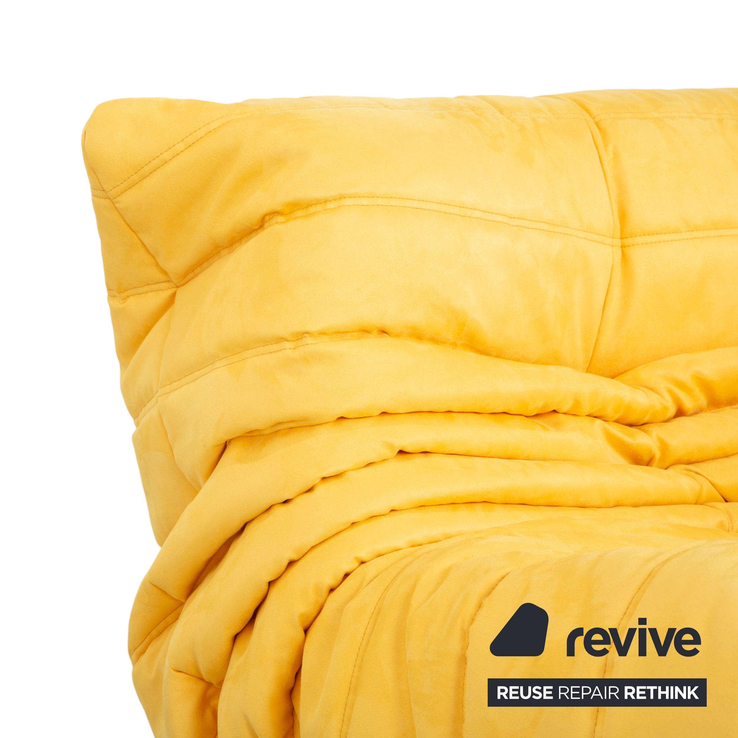 Ligne Roset Togo corner element, corner section, fabric yellow, reupholstered