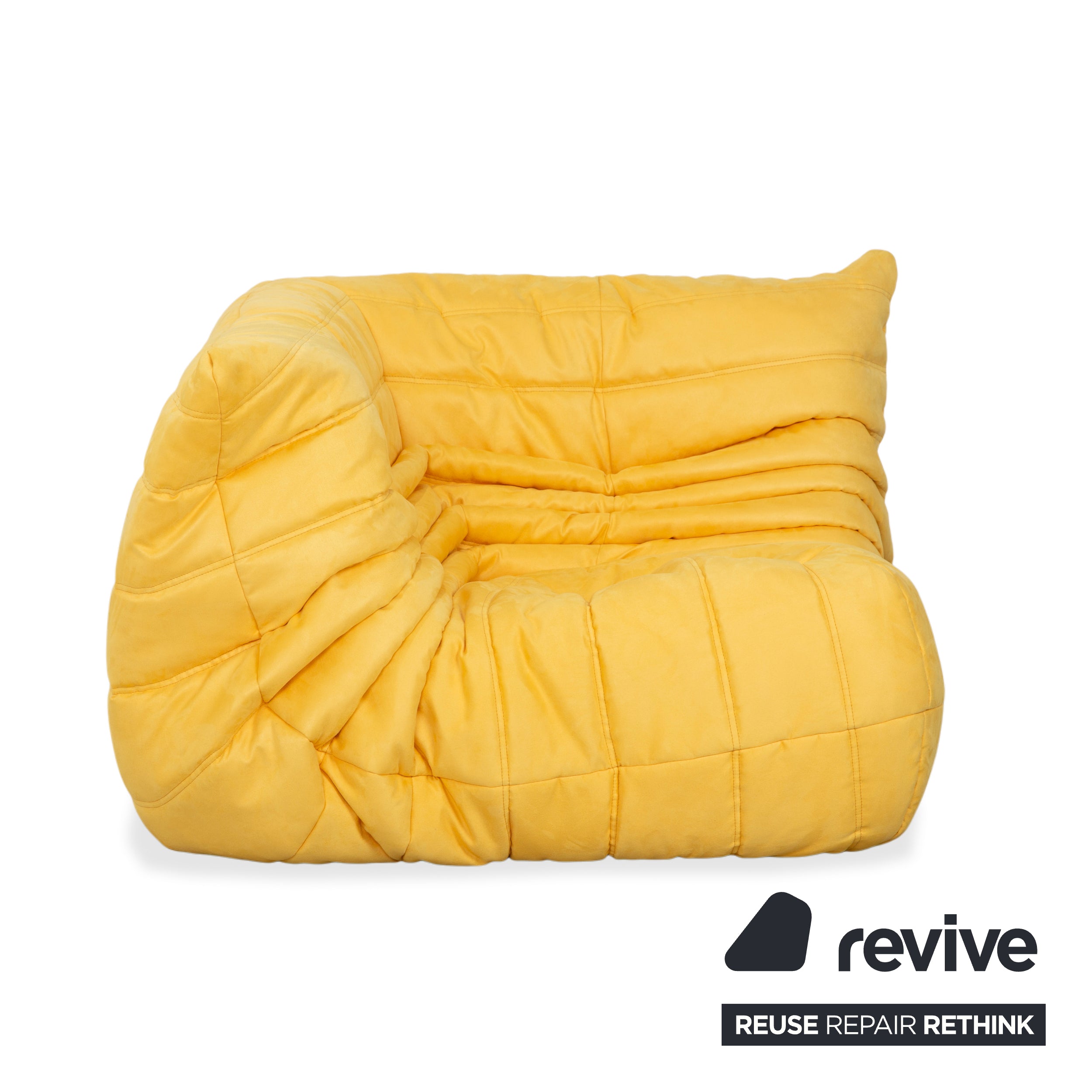 Ligne Roset Togo corner element, corner section, fabric yellow, reupholstered
