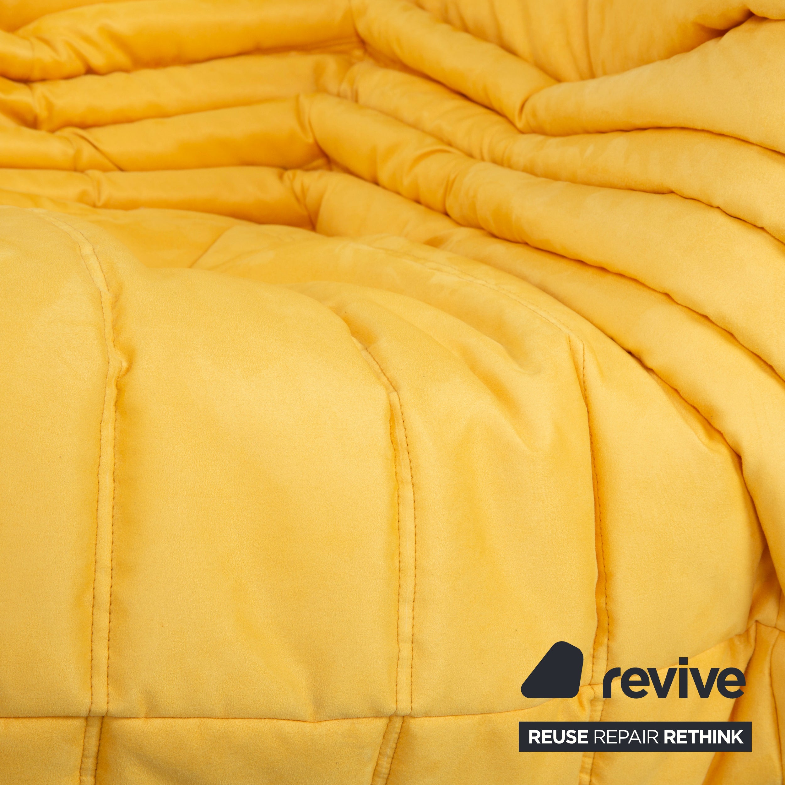 Ligne Roset Togo corner element, corner section, fabric yellow, reupholstered