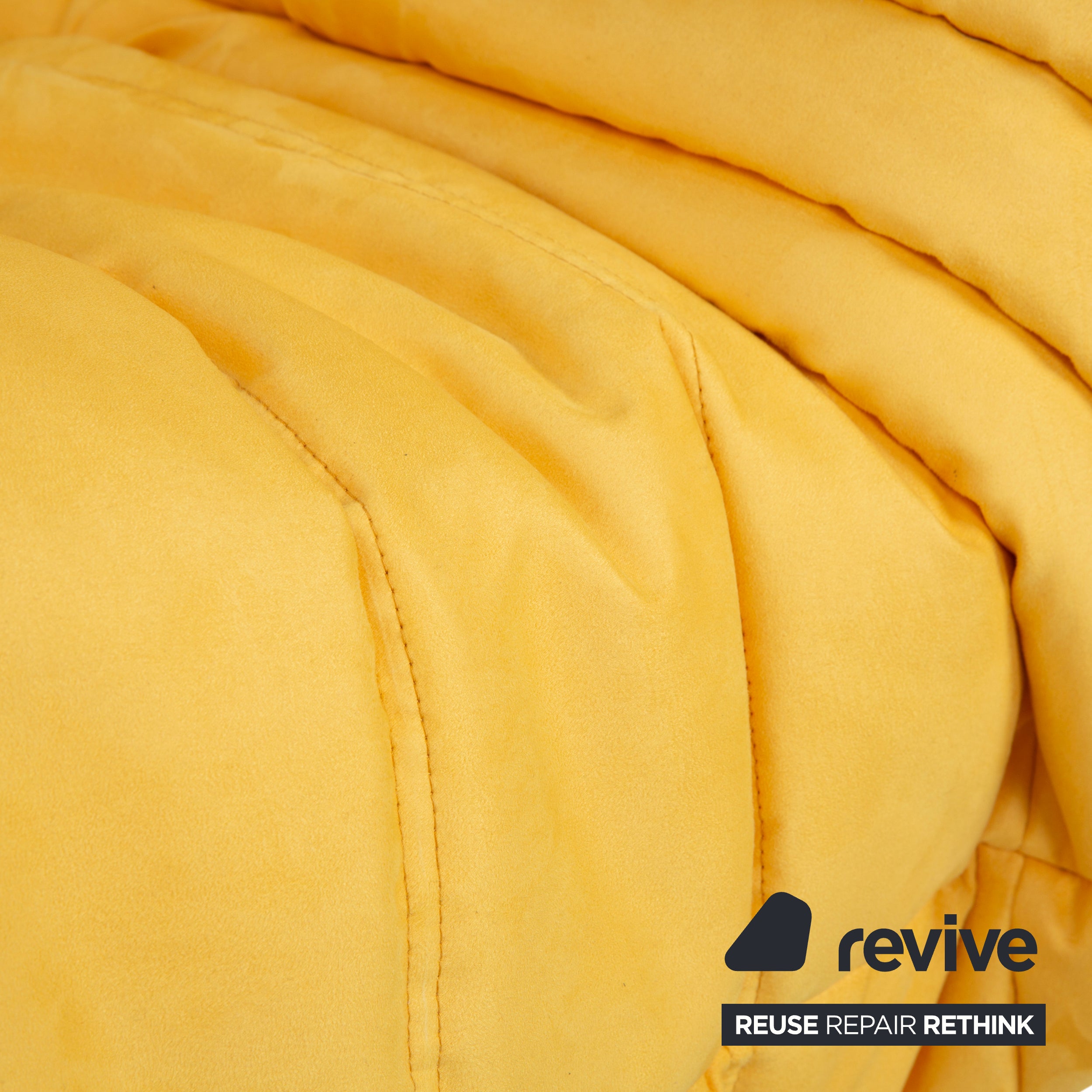 Ligne Roset Togo corner element, corner section, fabric yellow, reupholstered
