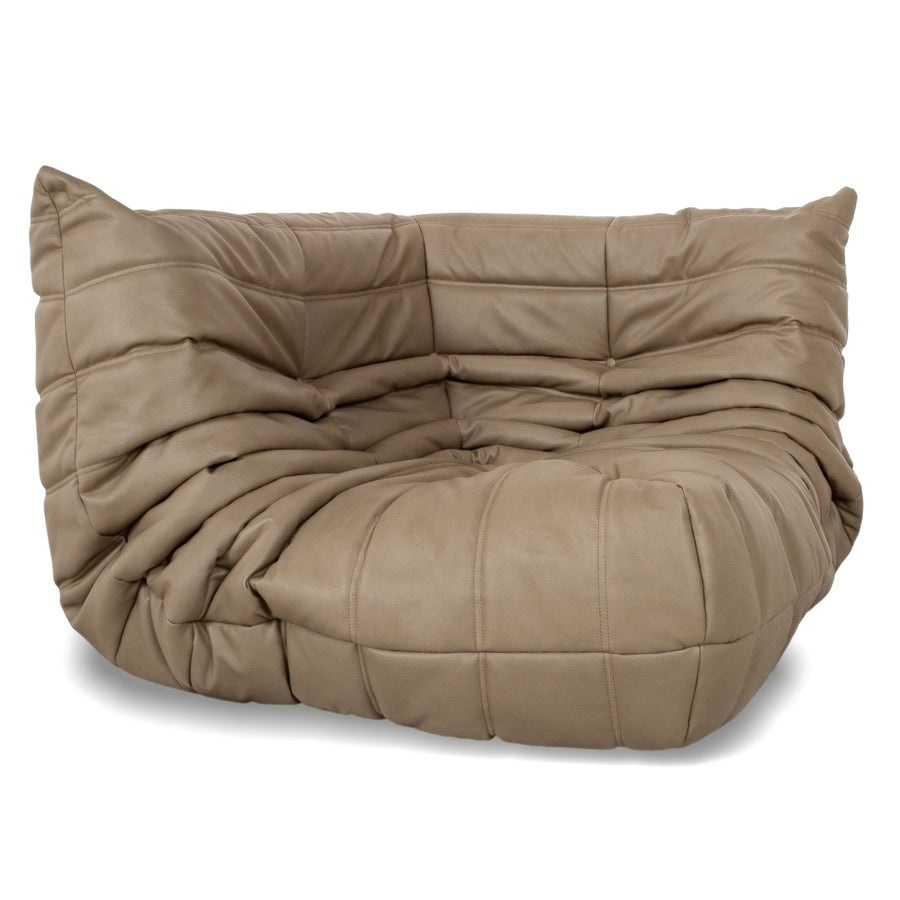 Ligne Roset Togo Élément d'angle Cuir vegan Beige Taupe Retapissé