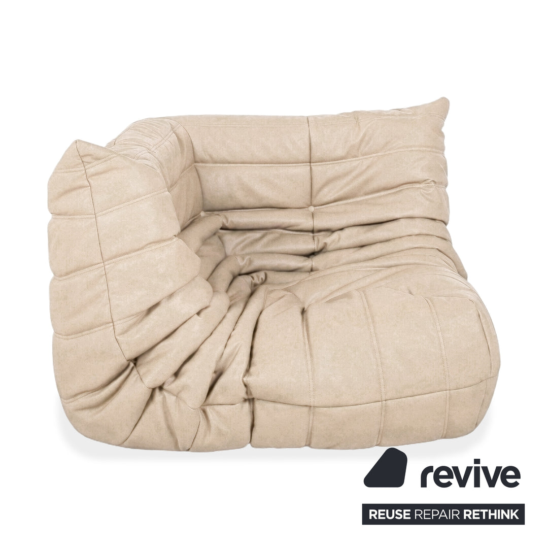 Ligne Roset Togo Eckelement Veganes Leder Beige Taupe Neubezug