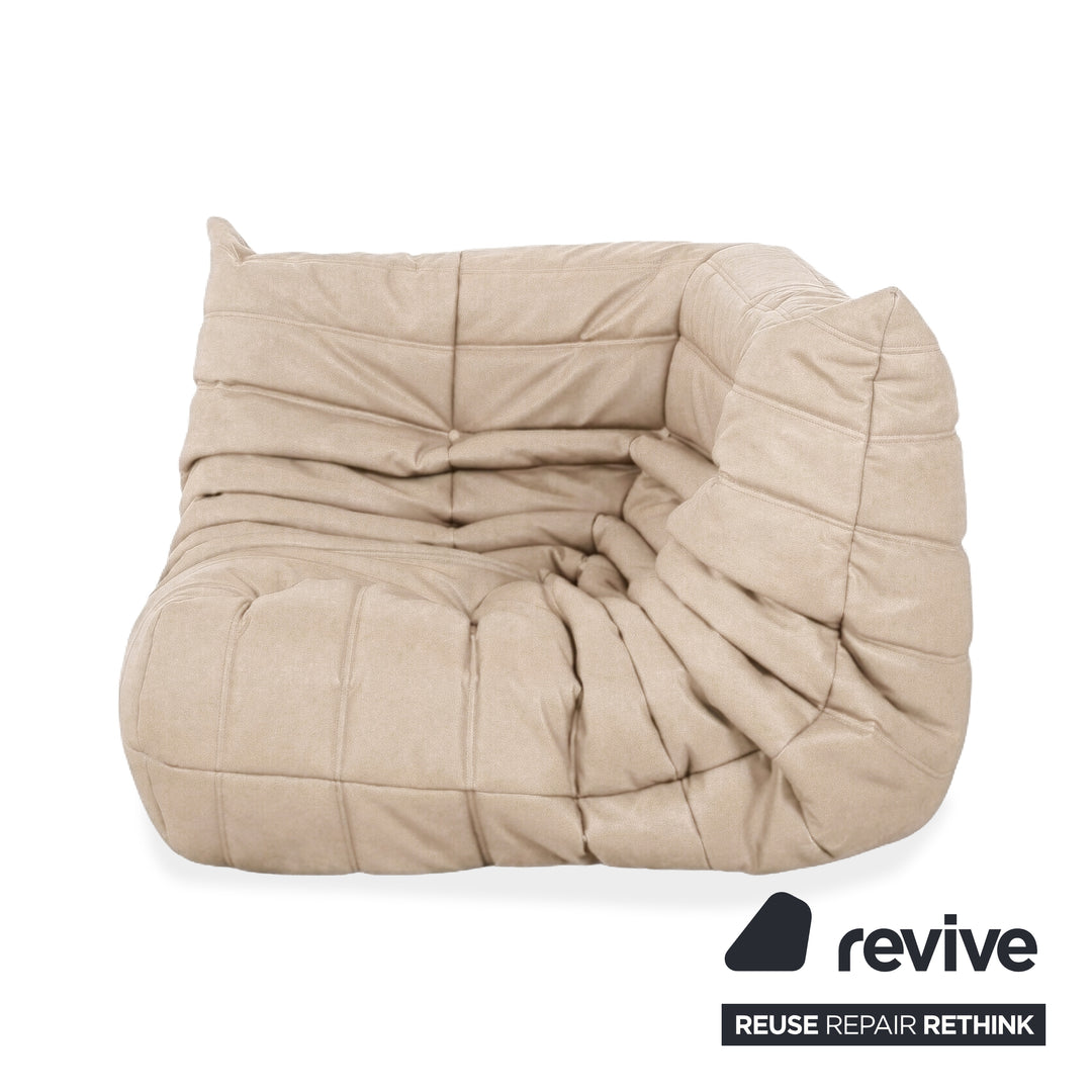 Ligne Roset Togo Eckelement Veganes Leder Beige Taupe Neubezug