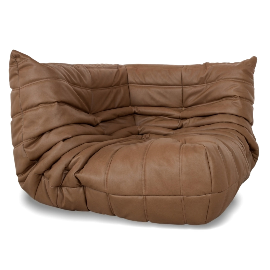 Ligne Roset Togo Eckelement Veganes Leder Braun Cognac Neubezug