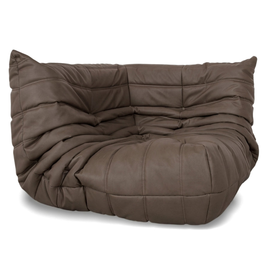 Ligne Roset Togo Élément d'angle Cuir vegan Marron foncé Espresso Nouveau revêtement
