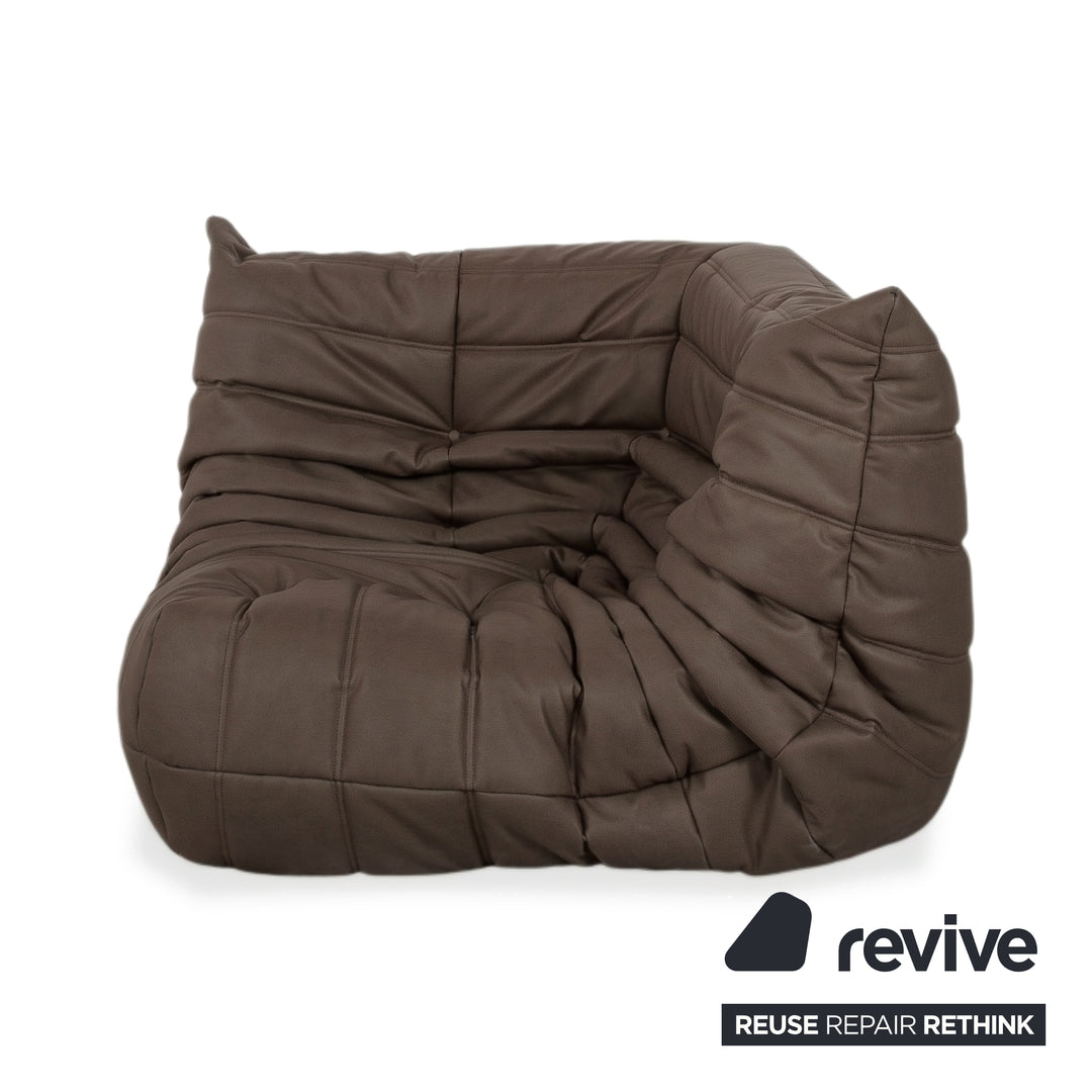 Ligne Roset Togo Eckelement Veganes Leder Dunkelbraun Espresso Neubezug