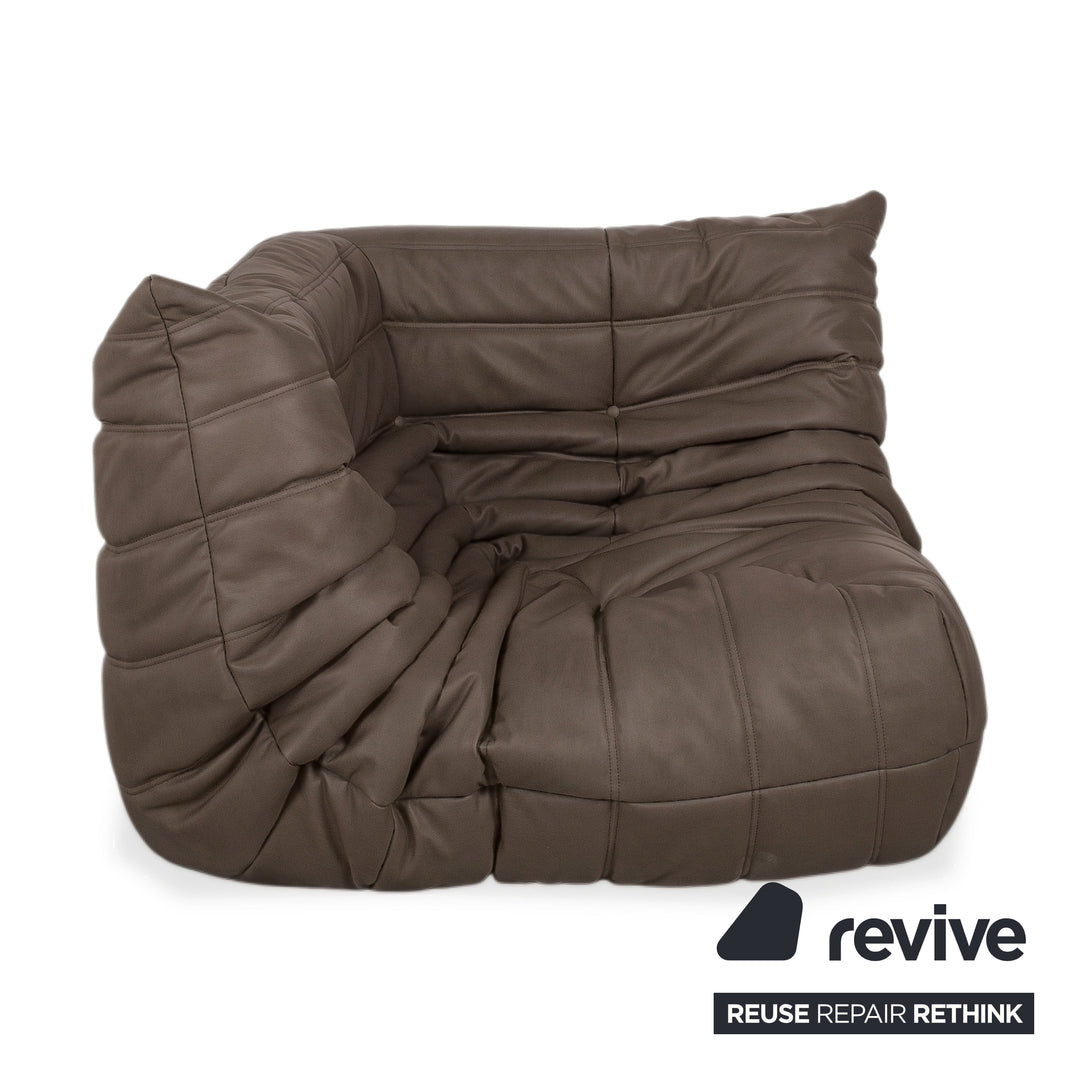 Ligne Roset Togo Eckelement Veganes Leder Dunkelbraun Espresso Neubezug
