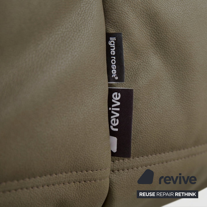 Ligne Roset Togo Eckelement Veganes Leder Grün Olive Neubezug