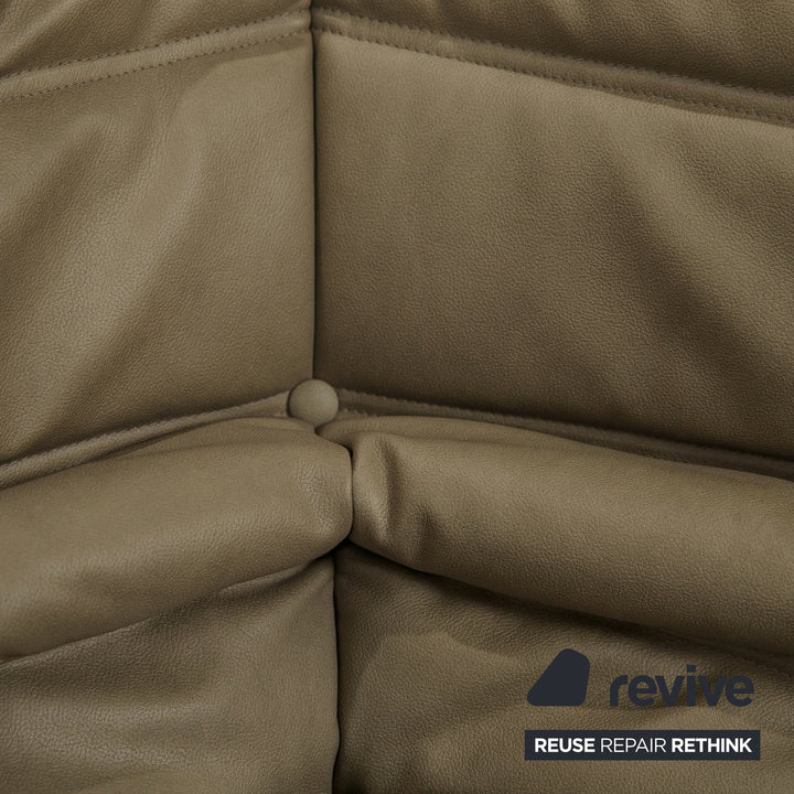 Ligne Roset Togo Eckelement Veganes Leder Grün Olive Neubezug