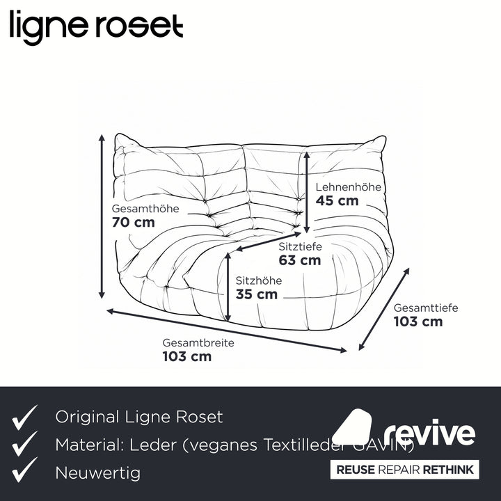 Ligne Roset Togo hoekelement vegan leer roestrood bruin opnieuw gestoffeerd