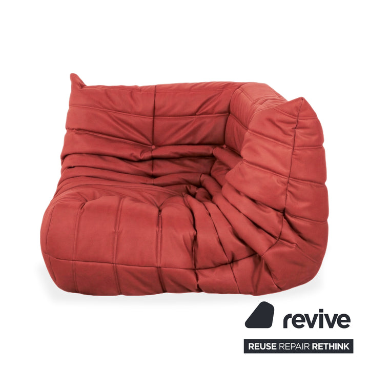 Ligne Roset Togo hoekelement vegan leer roestrood bruin opnieuw gestoffeerd