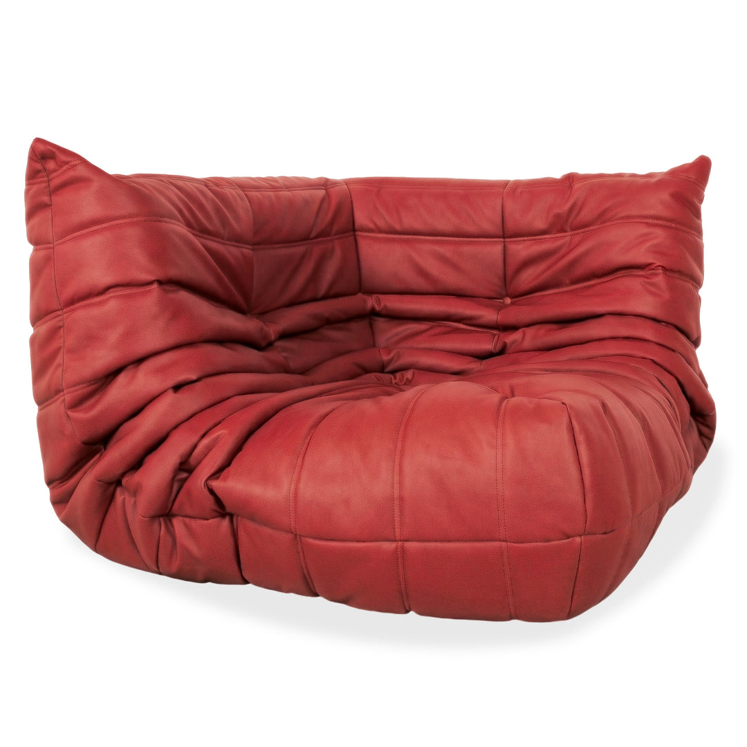 Ligne Roset Togo hoekelement vegan leer roestrood bruin opnieuw gestoffeerd