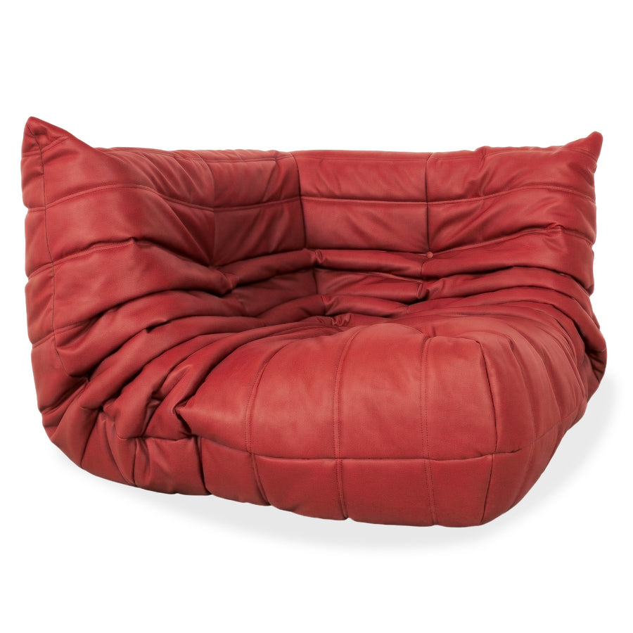 Ligne Roset Togo hoekelement vegan leer roestrood bruin opnieuw gestoffeerd