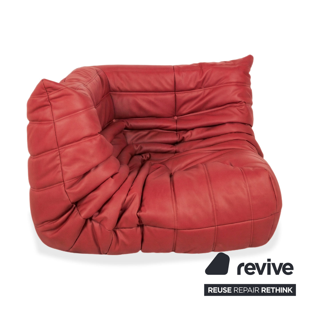 Ligne Roset Togo hoekelement vegan leer roestrood bruin opnieuw gestoffeerd