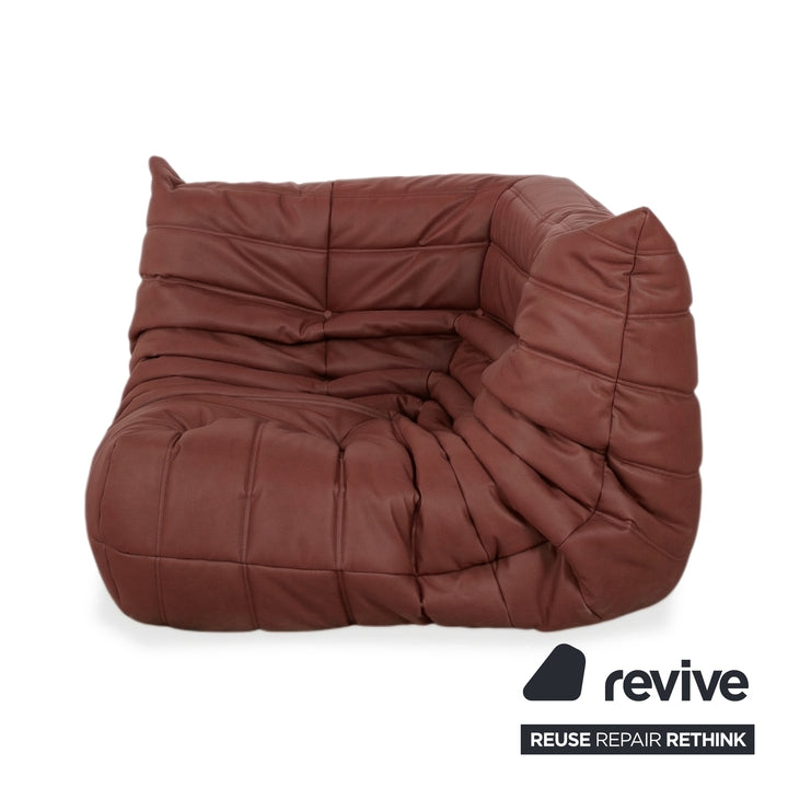Ligne Roset Togo Eckelement Veganes Leder Rostrot Braun Neubezug