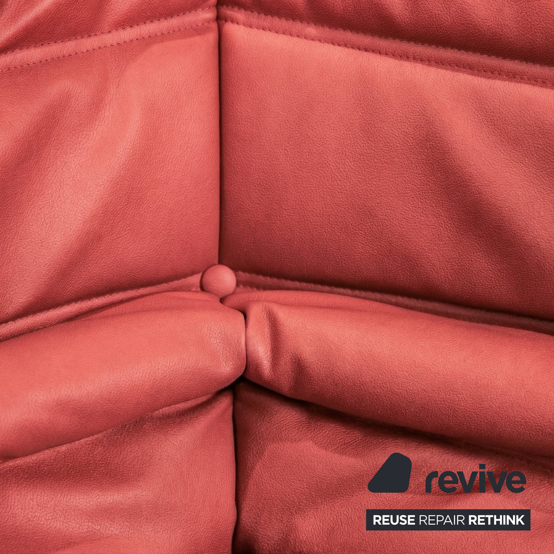 Ligne Roset Togo hoekelement vegan leer roestrood bruin opnieuw gestoffeerd