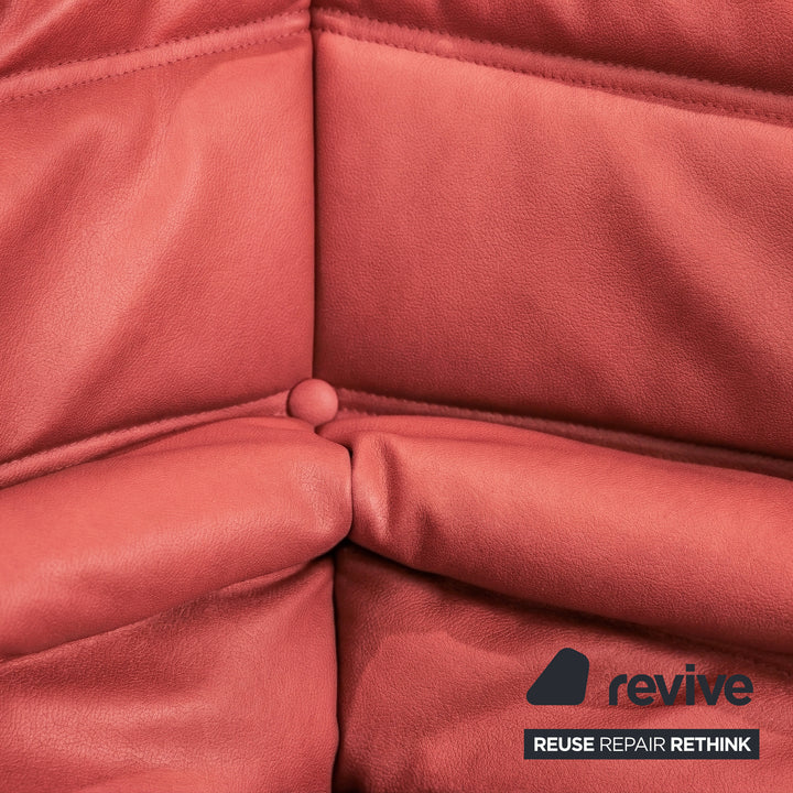 Ligne Roset Togo hoekelement vegan leer roestrood bruin opnieuw gestoffeerd