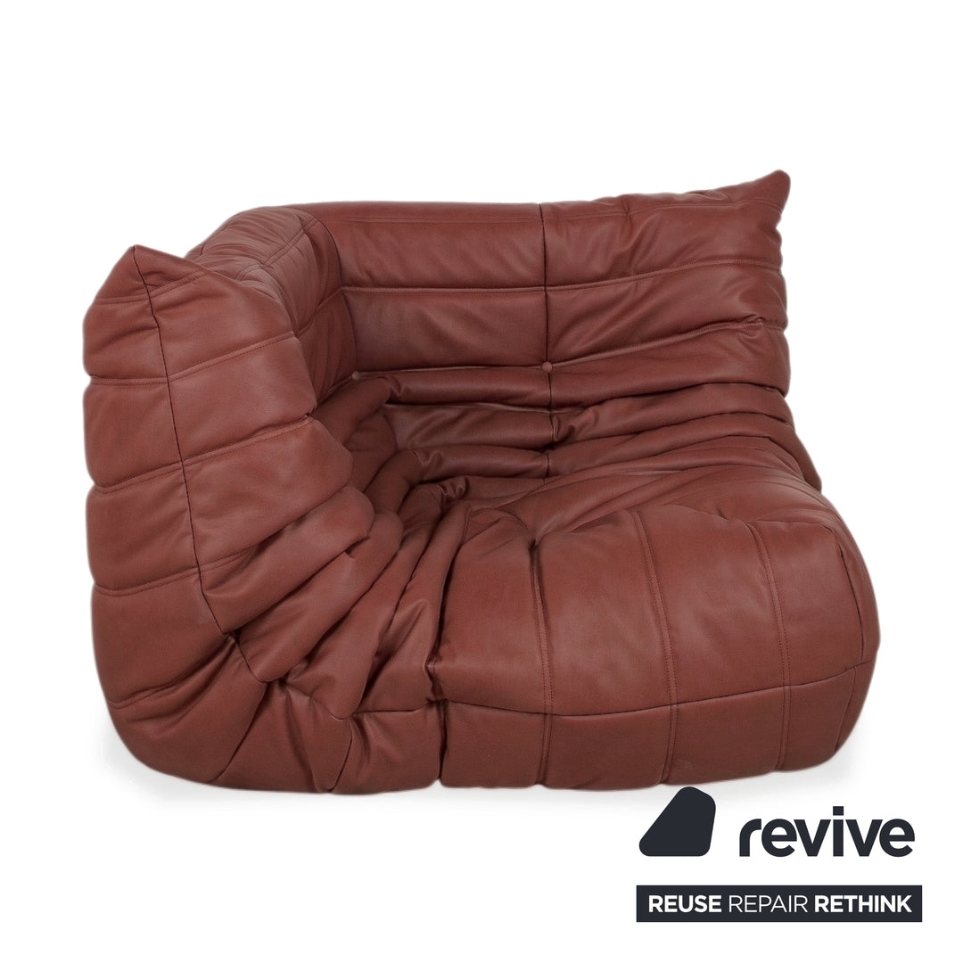 Ligne Roset Togo Eckelement Veganes Leder Rostrot Braun Neubezug