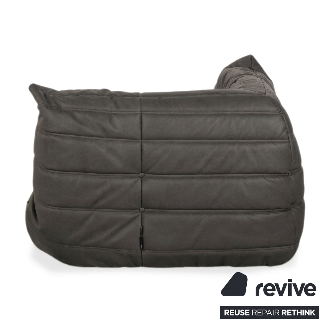 Ligne Roset Togo Eckelement Veganes Leder Schwarz Anthrazit Neubezug