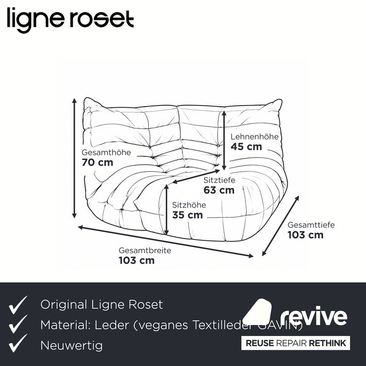 Ligne Roset Togo Eckelement Veganes Leder Senfgelb Neubezug