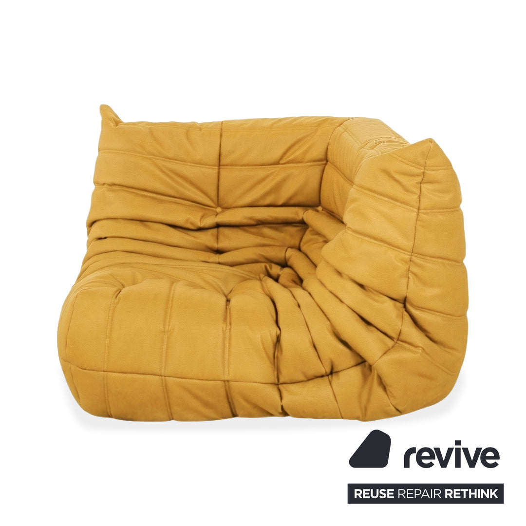 Ligne Roset Togo Corner Element Vegan Leather Mustard Yellow New Upholstery