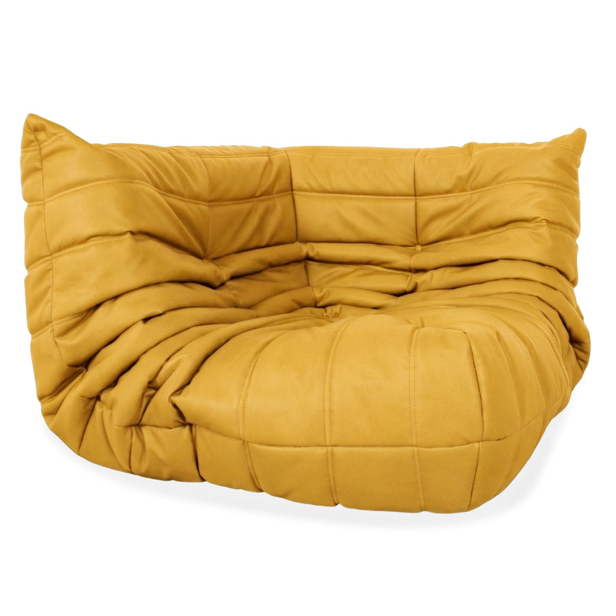 Ligne Roset Togo Corner Element Vegan Leather Mustard Yellow New Upholstery