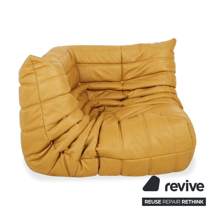 Ligne Roset Togo Corner Element Vegan Leather Mustard Yellow New Upholstery