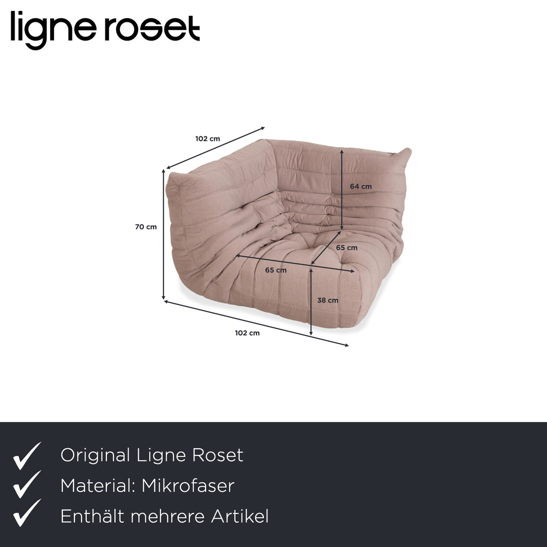 Ligne Roset Togo Ecklandschaft Zweisitzer Eckteil Stoff Beige Sand Neubezug