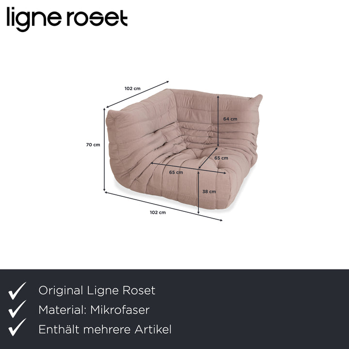 Ligne Roset Togo Ecklandschaft Zweisitzer Eckteil Stoff Beige Sand Neubezug