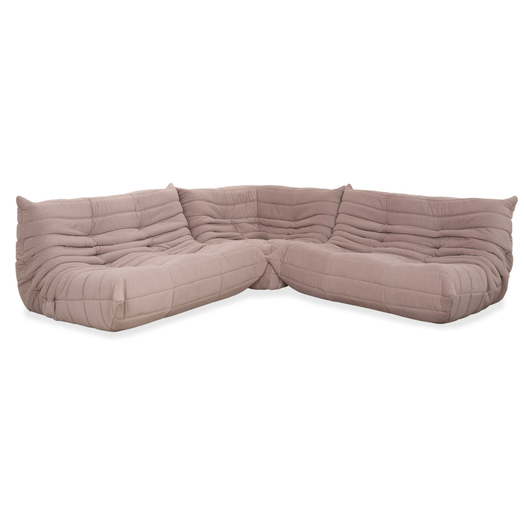 Ligne Roset Togo Ecklandschaft Zweisitzer Eckteil Stoff Beige Sand Neubezug