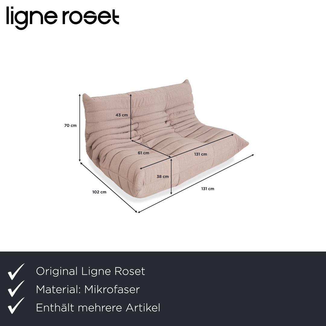 Ligne Roset Togo Ecklandschaft Zweisitzer Eckteil Stoff Beige Sand Neubezug