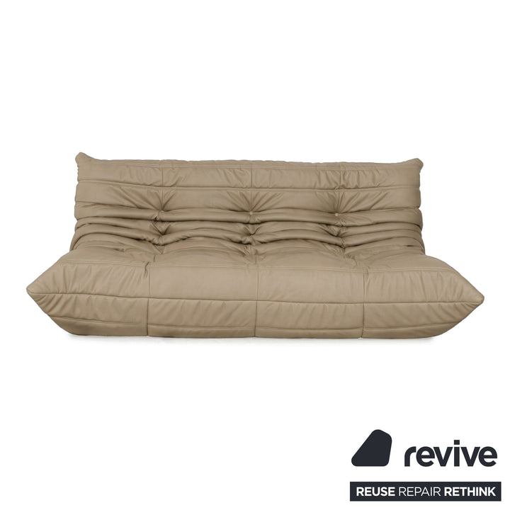 Ligne Roset Togo Garnitur Ecksofa Dreisitzer Sofa Couch Eckelement Sessel Veganes Leder GAVIN 100 Neubezug