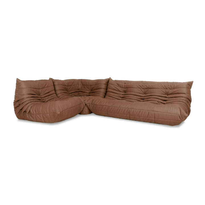 Ligne Roset Togo Ensemble canapé d'angle, canapé trois places, canapé, élément d'angle, fauteuil, cuir vegan GAVIN 103, retapissé