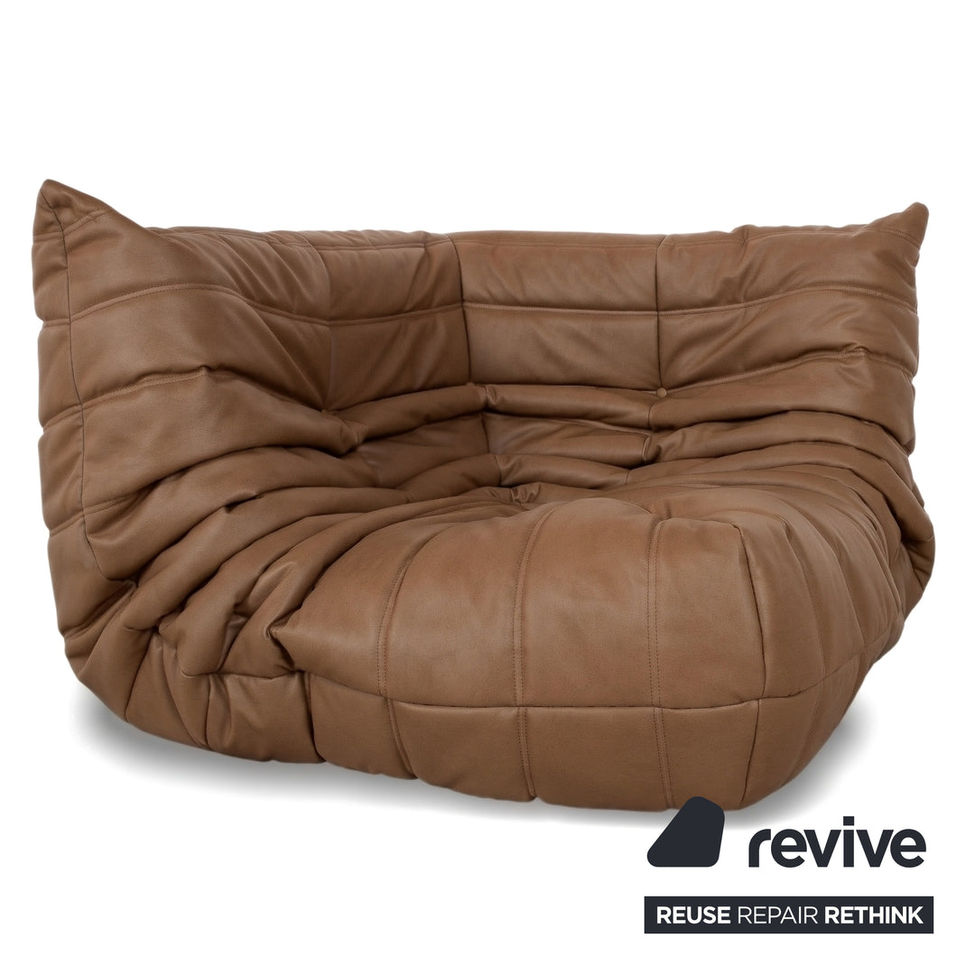 Ligne Roset Togo Garnitur Ecksofa Dreisitzer Sofa Couch Eckelement Sessel Veganes Leder GAVIN 103 Neubezug
