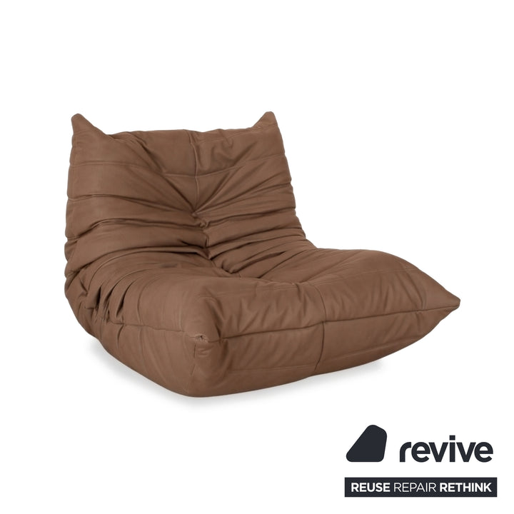 Ligne Roset Togo Garnitur Ecksofa Dreisitzer Sofa Couch Eckelement Sessel Veganes Leder GAVIN 103 Neubezug