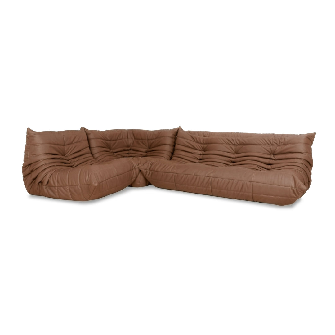 Ligne Roset Togo Garnitur Ecksofa Dreisitzer Sofa Couch Eckelement Sessel Veganes Leder GAVIN 103 Neubezug