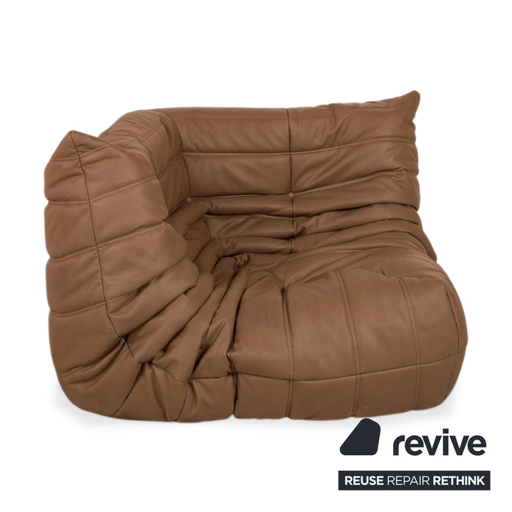 Ligne Roset Togo Garnitur Ecksofa Dreisitzer Sofa Couch Eckelement Sessel Veganes Leder GAVIN 103 Neubezug