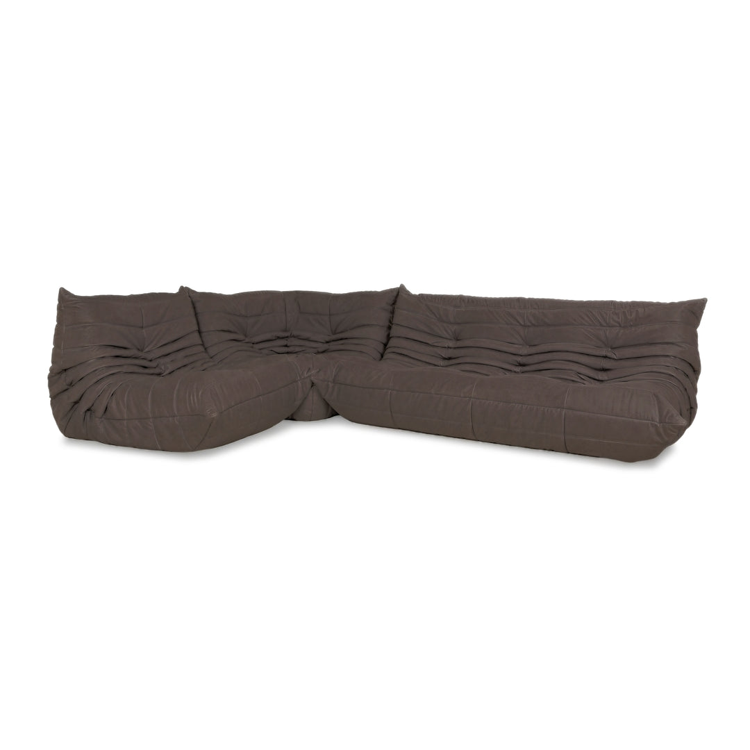 Ligne Roset Togo Garnitur Ecksofa Dreisitzer Sofa Couch Eckelement Sessel Veganes Leder GAVIN 105 Neubezug