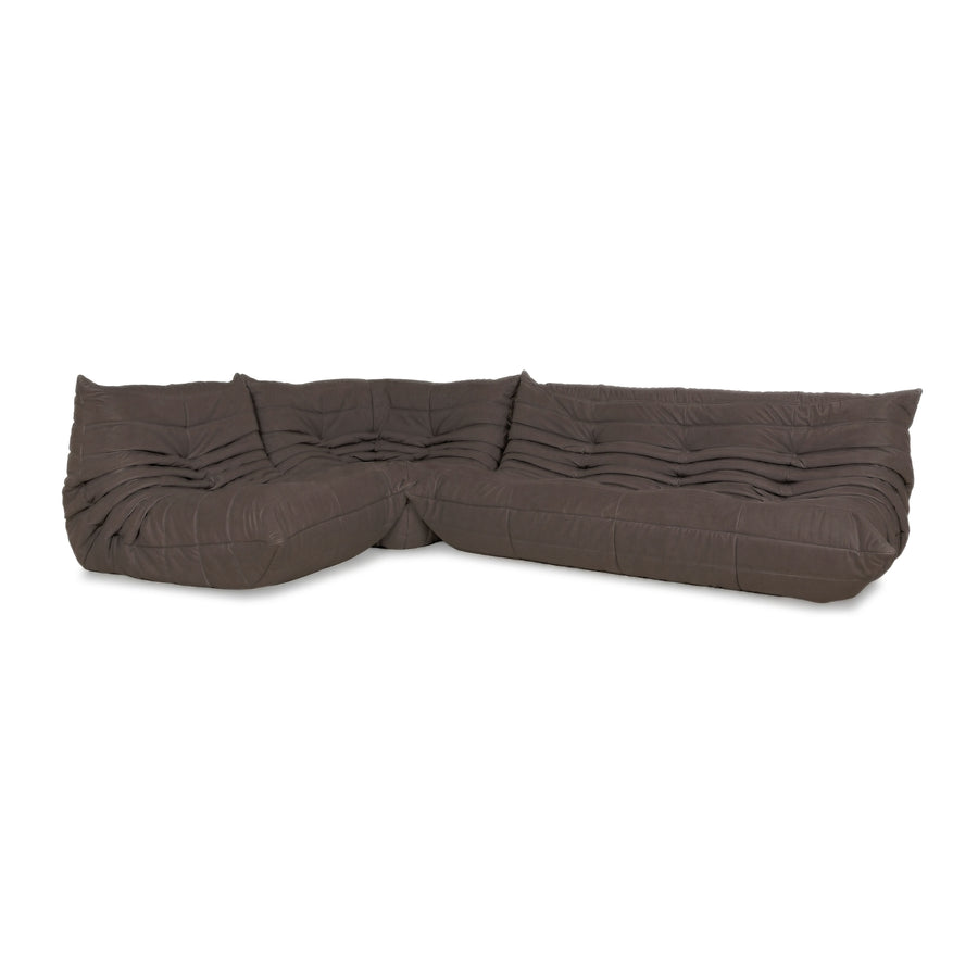 Ligne Roset Togo Garnitur Ecksofa Dreisitzer Sofa Couch Eckelement Sessel Veganes Leder GAVIN 105 Neubezug