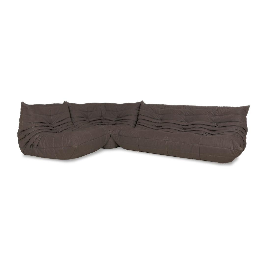 Ligne Roset Togo Garnitur Ecksofa Dreisitzer Sofa Couch Eckelement Sessel Veganes Leder GAVIN 105 Neubezug