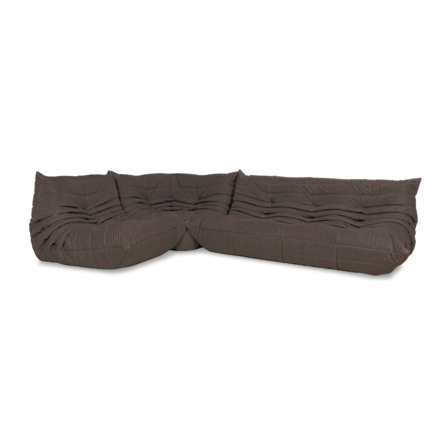 Ligne Roset Togo Garnitur Ecksofa Dreisitzer Sofa Couch Eckelement Sessel Veganes Leder GAVIN 105 Neubezug